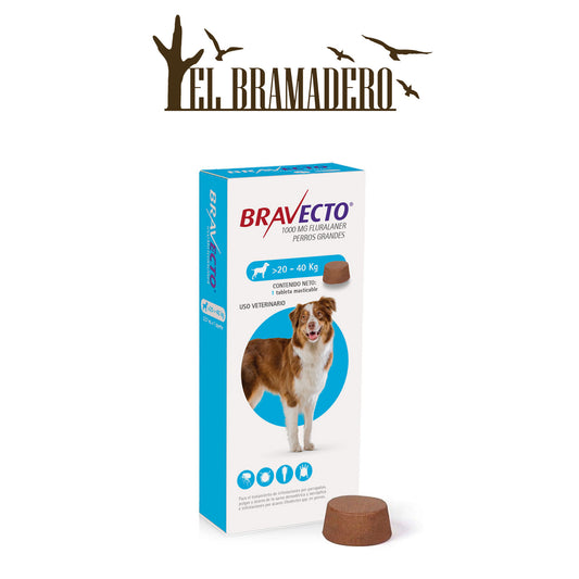 BRAVECTO 1 TAB. 1000 MG DE 20 A 40 KG DE PESO PERROS GRANDES