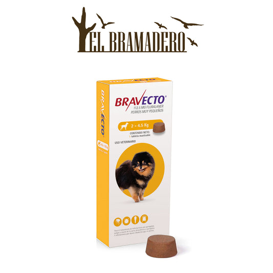 BRAVECTO 1 TAB. 112.5 MG DE 2 A 4.5 KG DE PESO PERROS MUY PEQUEÑOS