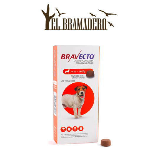 BRAVECTO 1 TAB. 250 MG DE 4.5 A 10 KG DE PESO PERROS PEQUEÑOS